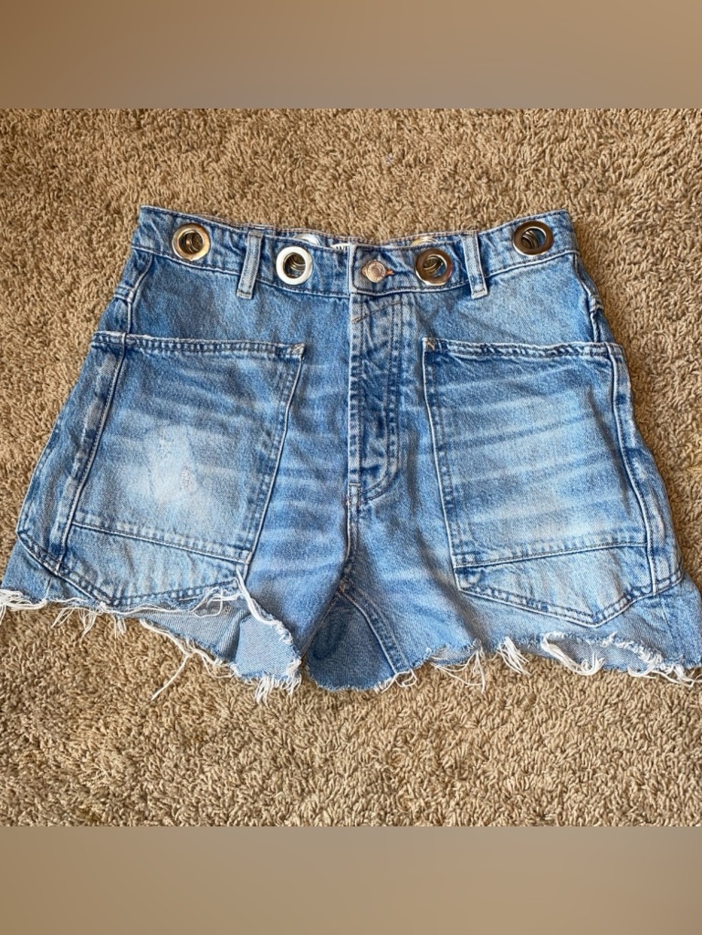 We The Free Denim Shorts Sz 24 Jean Cutoff Raw Hem High Rise Western Festival